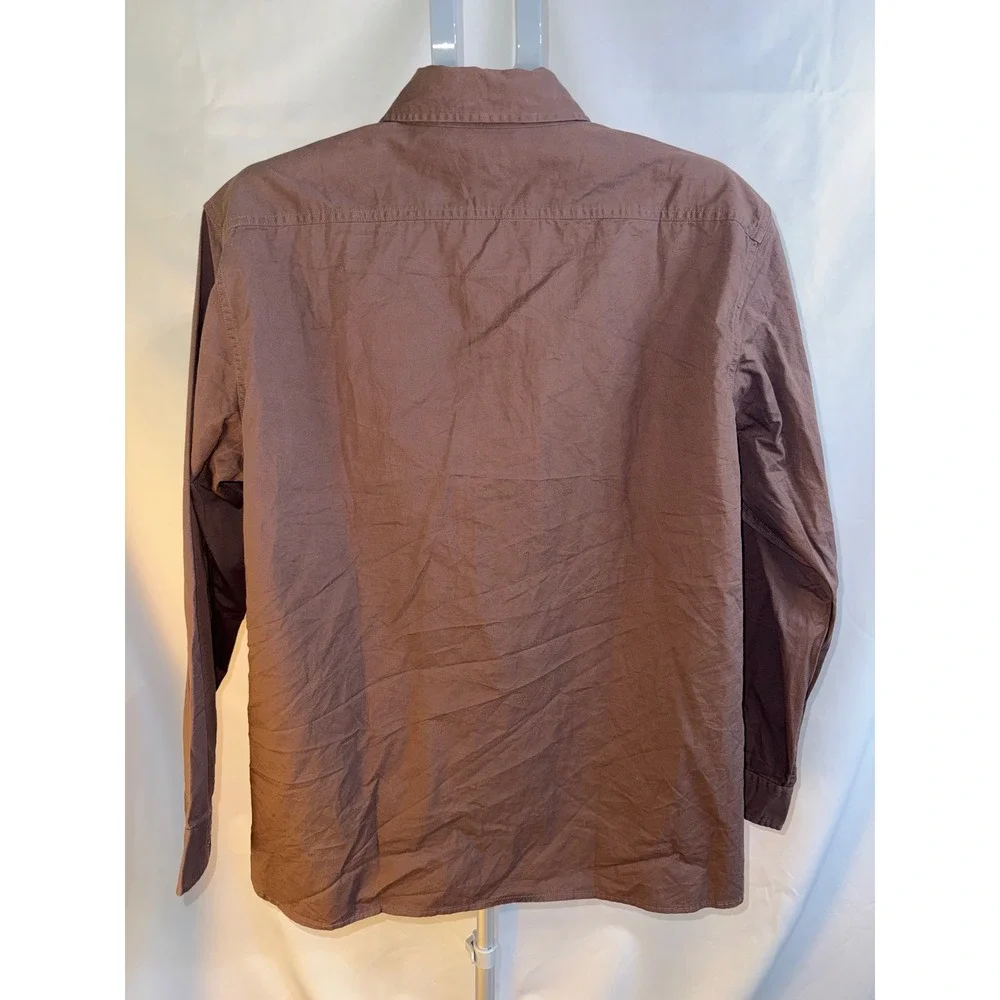 Levis Mens Relaxed Fit Long Sleeve Button Down Shirt Brown Cotton Twill Large